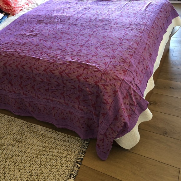 Indian block print cotton coverlet or throw - amazing amethyst colour - Picture 1 of 6